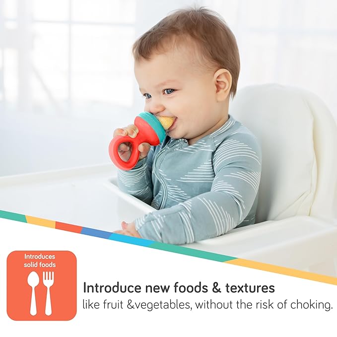 Nuby Nibbler Mesh First Soft Foods Feeder, 2pk, Coral & Aqua