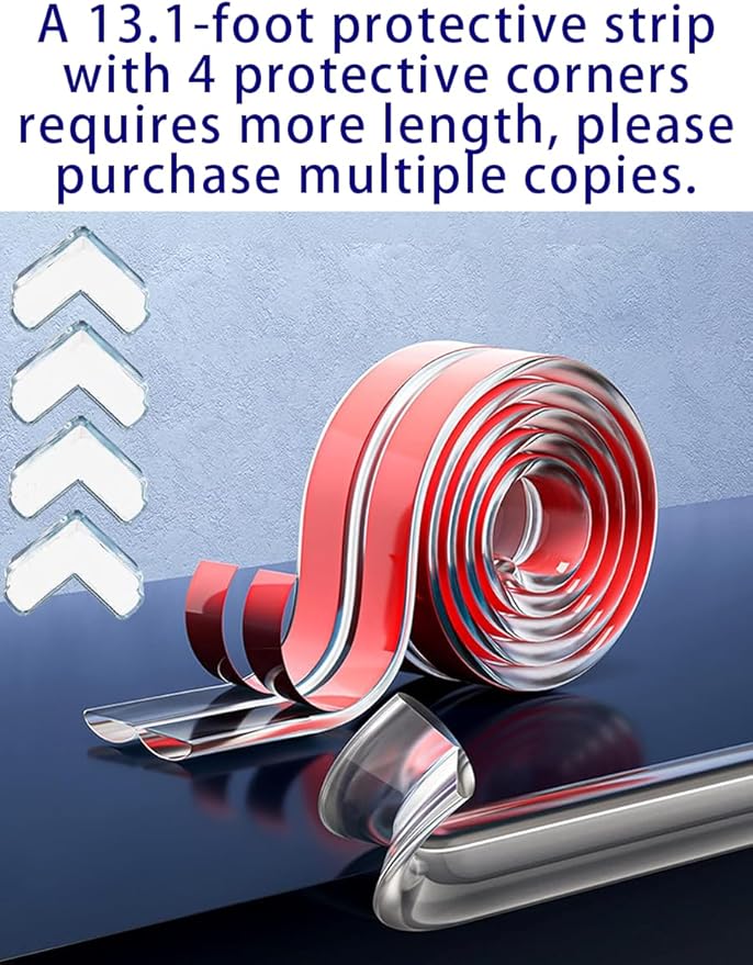 Edge Protector Strip, Corner Protector Baby,Corner Protectors for Furniture with3M Adhesiveft， Safe for Table, Fireplace (0.8x0.8 in Width 13.1 ft Length)