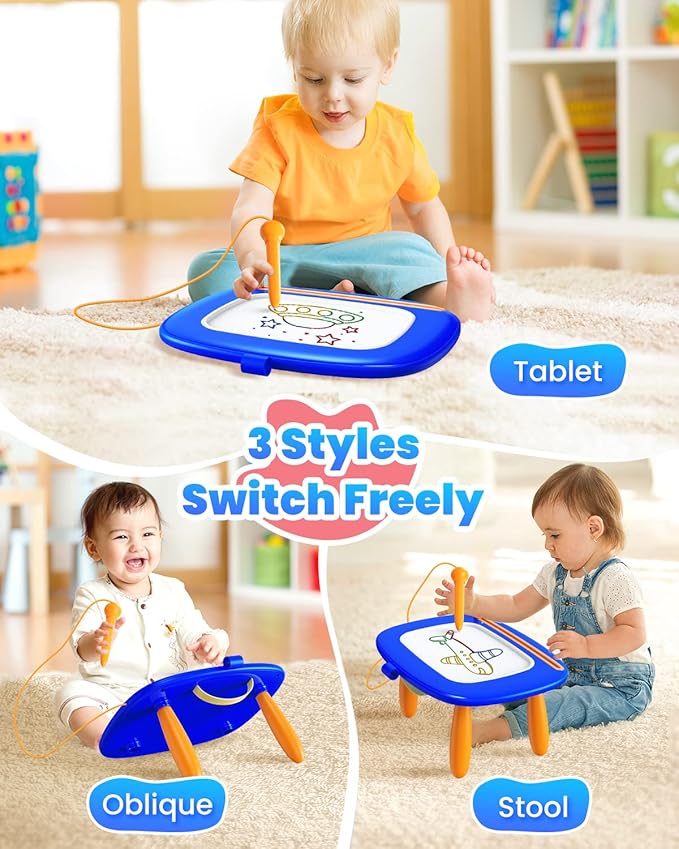 Toddlers Toys Ages 1-3, Magnetic Drawing Board, Doodle Board Pad Learning and Educational Toys for 18 Months Baby, 1-3 Yr Kids Birthday Gifts - Dark Blue