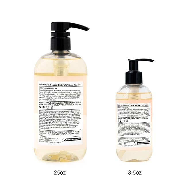 Tubby Todd Hair + Body Wash - Baby Shampoo and Body Wash - Gentle, Natural Baby Was for Newborns, Babies, and Toddlers - Non-Toxic and Hypoallergenic - Fragrance-Free, 4 Pack, 8.5oz & 25oz