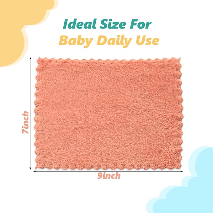 30 Pack Baby Washcloths, Microfiber Coral Fleece 7 x 9 Inch Baby Bath Face Towel, Baby Face Skin Wash Cloths Towels Set