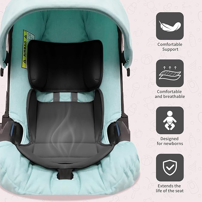 Baby Car Seat Insert, Baby Car Seat Insert and Head Support Pillow Compatible with Doona Car Seat Strollers, Stroller Cushion, Impact Protection (Black)