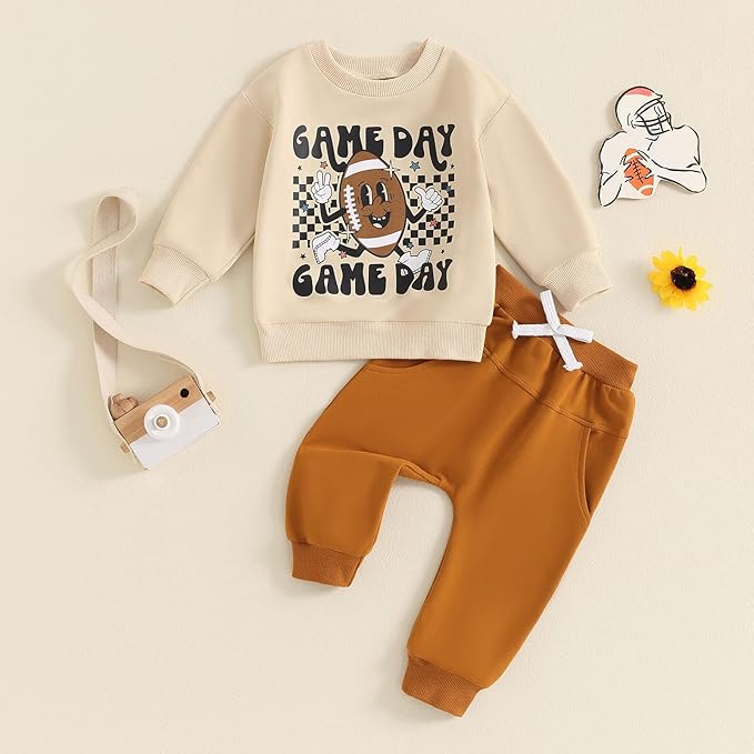 Baby Boy Fall Clothes Set Long Sleeve Letter Print Sweatshirt Pants Toddler Infant Outfits 6 12 18 24 Months 2T