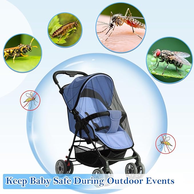 South to East Mosquito Net for Stroller, Baby Bug Netting with Storage Bag, Breathable & Portable Mosquito Nets for Strollers, Car Seat, Bassinet, Cradle, Playard, Travel Mini Crib (Black)