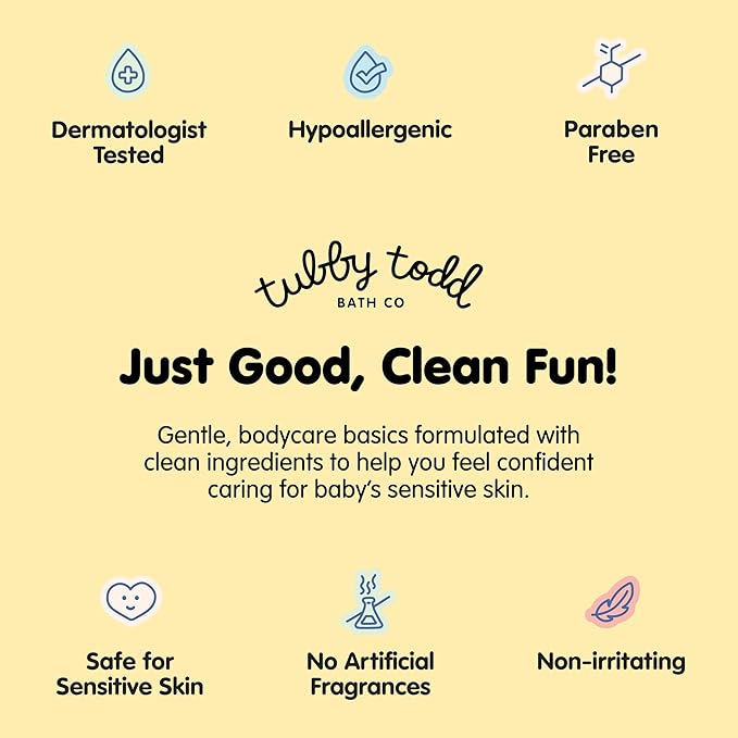 TUBBY TODD Baby Bundle Newborn Skin Care Set - Hypoallergenic Hair + Body Wash, All Over Ointment with Colloidal Oatmeal, Sweet Cheeks Diaper Paste - Lavender Rosemary, Standard Size