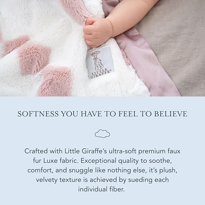 Little Giraffe Luxe Baby Blanket – 29x35” Satin Trim, Stairway Dusty Pink | Ultra-Soft, Hypoallergenic Stroller & Nursery Blanket | Perfect for Newborns & Toddlers