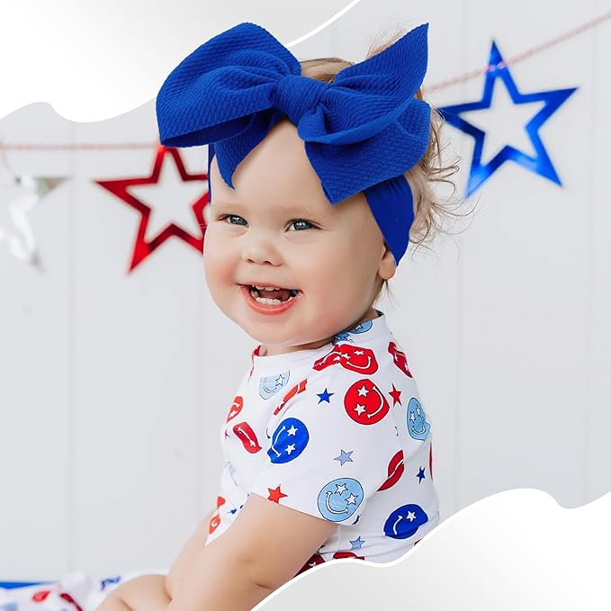 YanJie 4th of July Baby Headbands Red Hair Bow Blue Headband Bow for Girls Independence Day Hair Accessories Newborn Infant Baby Girl Toddler