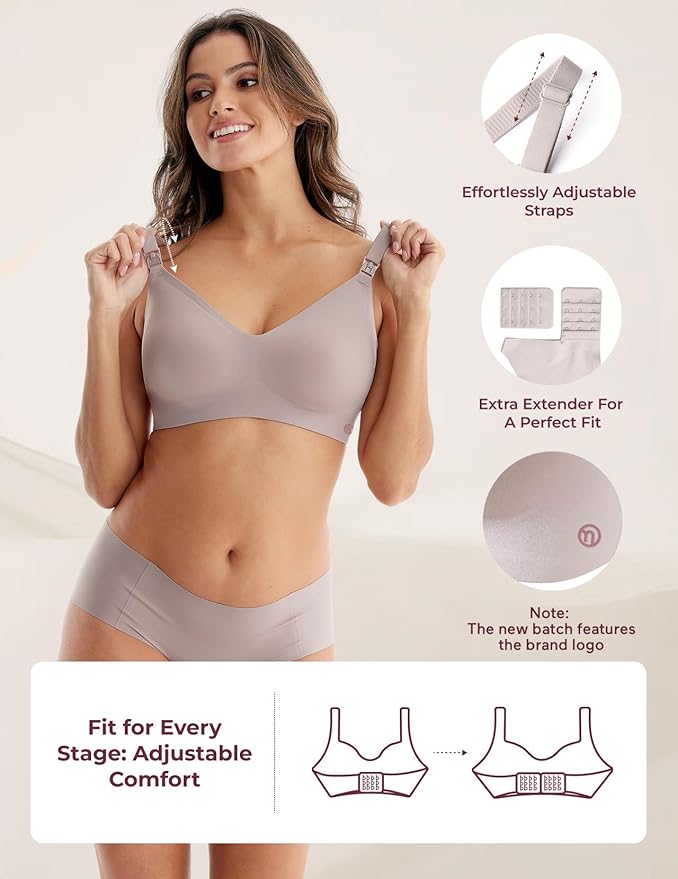 Momcozy Nursing Bras for Breastfeeding, YN21 Seamless Ultra Comfort Maternity Bra, Natural Shape, Pregnancy Sleep Bralette