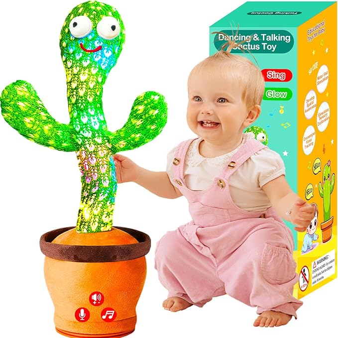 Baby Toys Interactive, Dancing Talking Cactus Toy Volume Adjustable, Mimicking Singing Repeating, Toddler Infant Baby Toys Gifts for Boys Girls, Valentine Gifts for Kids Baby Todder