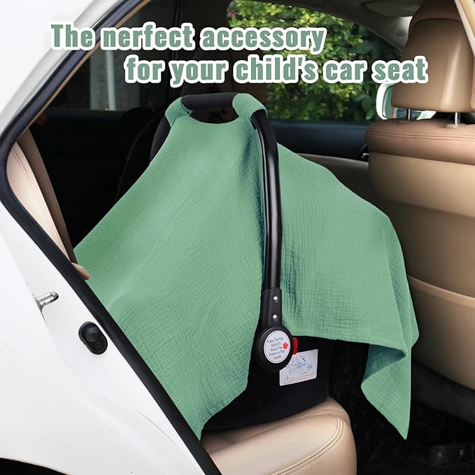 Metplus Muslin Car Seat Cover for Babies - Carseat Stroller Cover Infant Stroller Covers for Boys and Girls, Breathable & Lightweight, Fits Most Strollers & Baby Car Seats