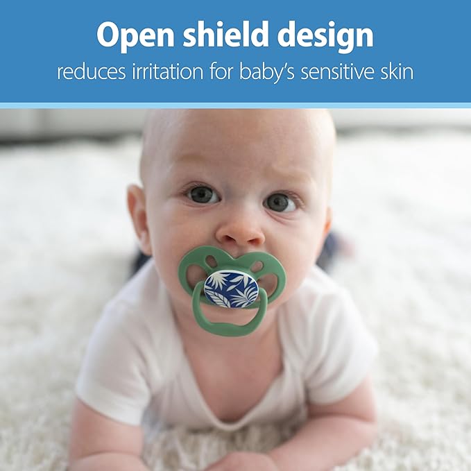 Dr. Brown's Advantage Symmetrical Pacifier with Air Flow - Blue Glow-in-The-Dark - 2-Pack - 6-18m (Pack of 2)