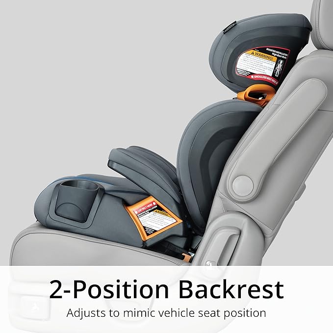 Chicco KidFit ClearTex Plus 2-in-1 Belt-Positioning Booster Car Seat, Backless and High Back Booster Seat, for Children Aged 4 Years and up and 40-100 lbs. | Reef/Navy