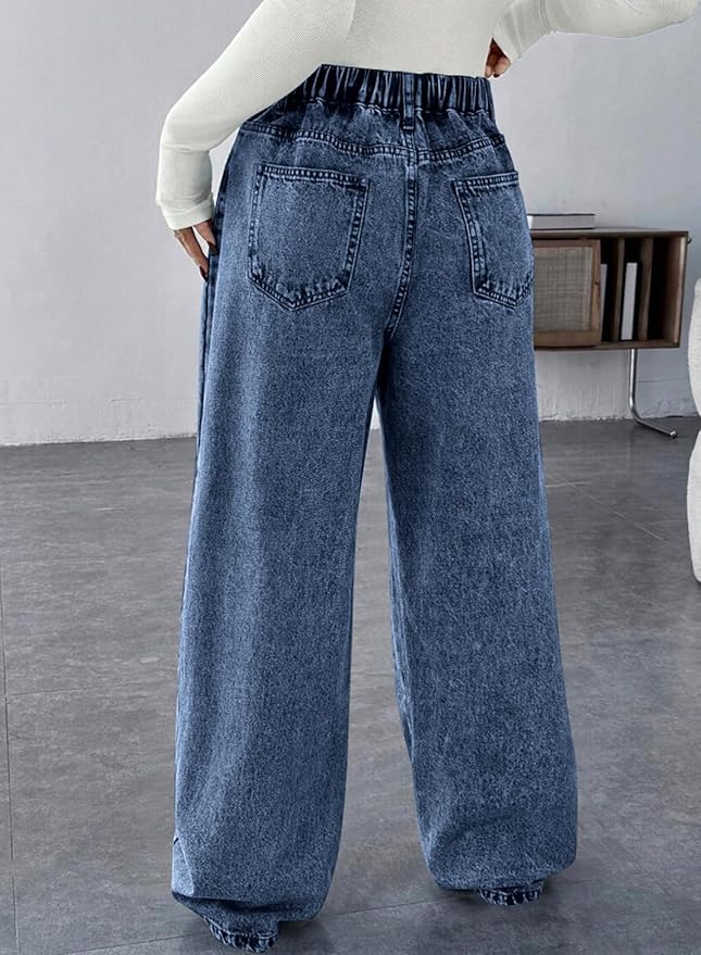 BLENCOT Maternity Jeans for Women High Waist Straight Leg Pregnancy Denim Pants with Pockets