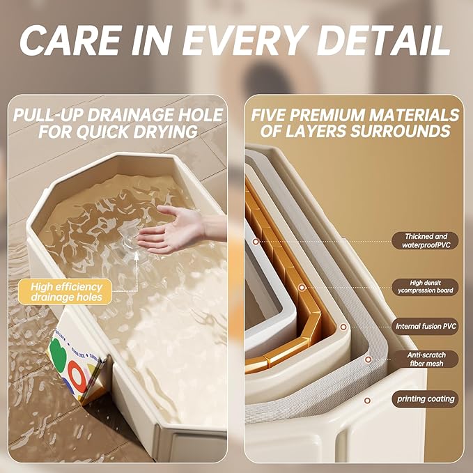 Collapsible Baby Bathtub for Newborns to Toddlers, Foldable Infant Bath Tub with Non-Slip Base, Large Portable Travel Shower Basin for Small Spaces, Camping, Easy Storage, White