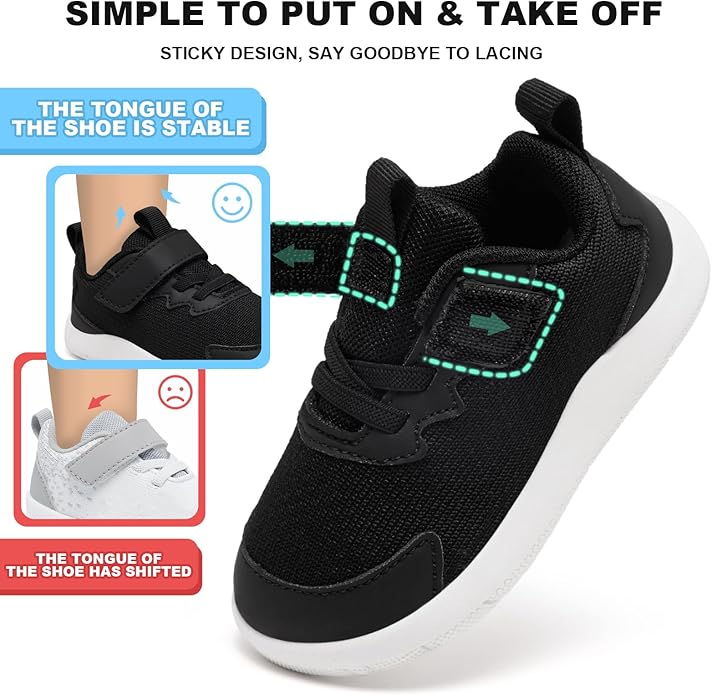 MORENDL Wide Toddler Shoes Baby Walking Shoes Boys & Girls Barefoot Sneakers Zero Drop Comfort Tennis Running Outdoor Activities