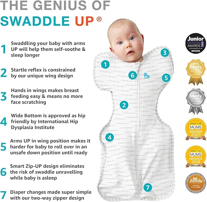 Love to Dream Organic Swaddle, Baby Sleep Sack, Swaddle Up Self-Soothing Swaddles for Newborns, Get Longer Sleep, Snug Fit Helps Calm Startle Reflex, 1.0 Tog, 5-8.5lbs., Cream