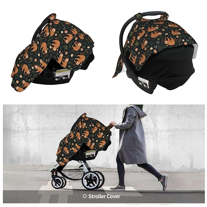 Funny Hanging Sloth Baby Car Seat Canopy Nursing Cover for Newborn Car Seat Breastfeeding Covers Blanket Newborn Shower Gift