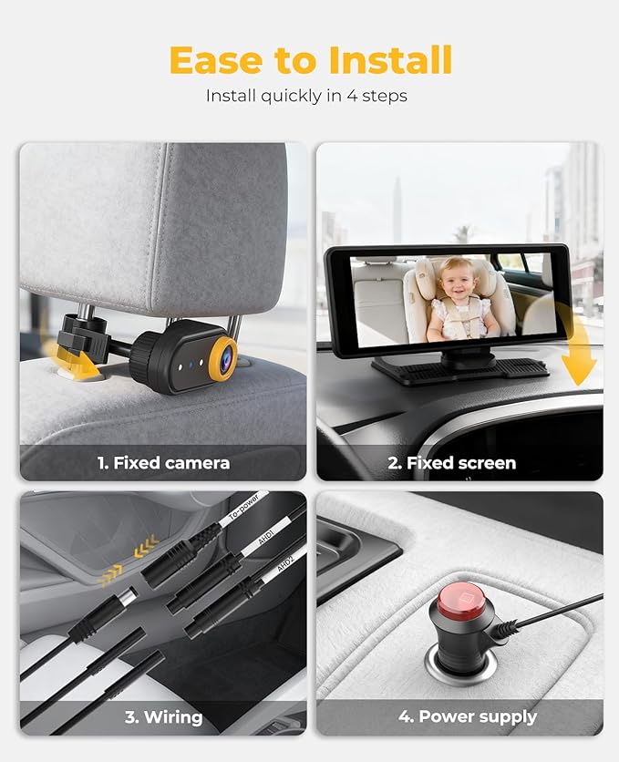 BM5 PRO Baby Car Camera for 2 Kids, 7.2" 1080P Dual Channel Display for Car Seat, Easy Installation with 2 IR Night Vision Cameras, Rear Seat Safety for Babies and Pets