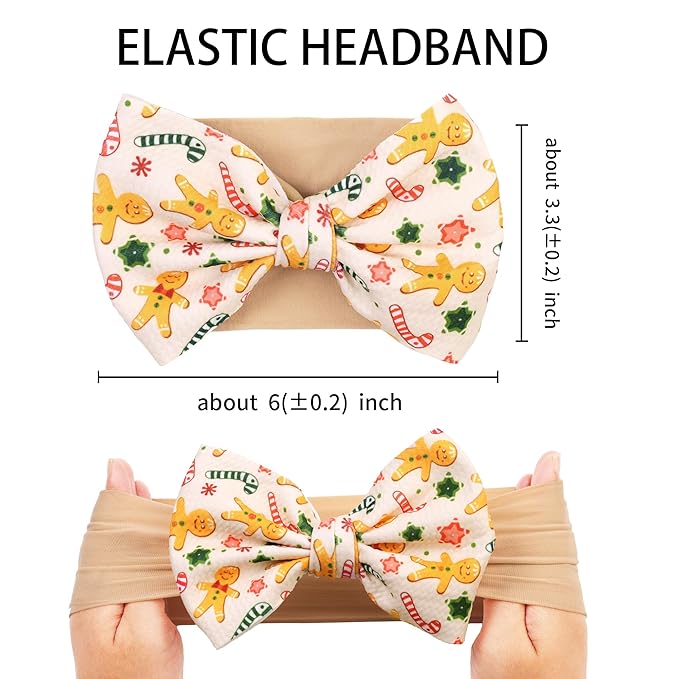 Christmas Baby Headbands 3 Pcs Nylon Headbands with Bows for Baby Girl Hair Accessories for Newborns, Infants, Toddlers Christmas Outfit