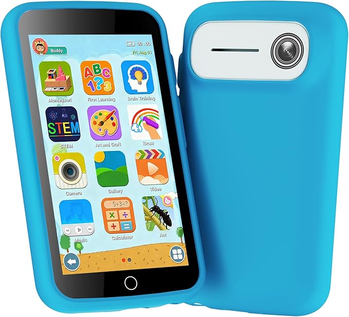 Kids Phone, Kids Smart Phone with 220+ Educational Games, 3.97" Touchscreen Learning Smart Phone Toy, 5MP Rear Camera, No SIM/Wi-Fi, Parental Controls, Rechargeable for Boys Ages 3–12