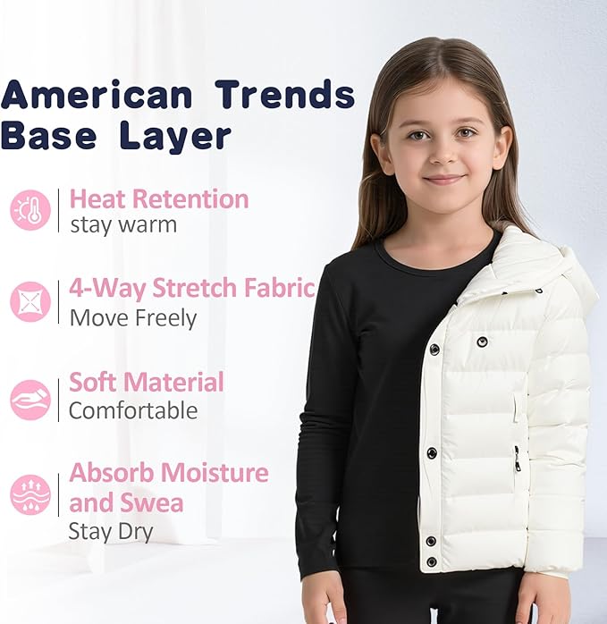 Thermal Underwear for Kids Toddler Winter Base Layer Long Johns Sets for Girls Boys