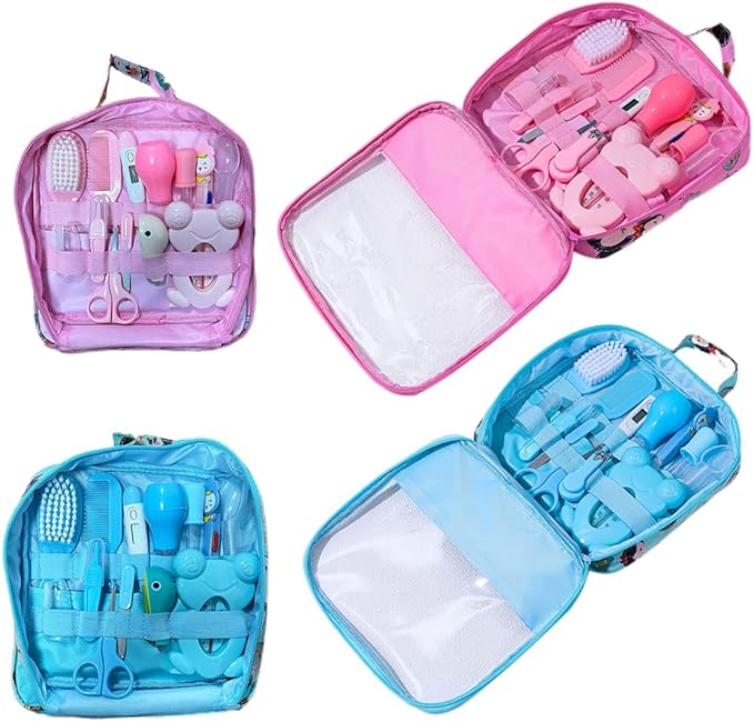 Baby Healthcare and Grooming Kit Baby Nasal Aspirator Nail Clipper Hairbrush Set Newborn Daily Cleaning Care Kit 13 PCS/Set, Style A, Blue, Safety First Baby Healthcare kit