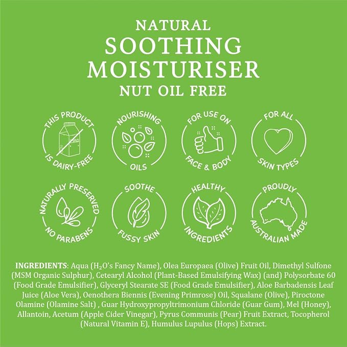 MooGoo Baby Soothing Moisturizer Nut Oil Free - Gentle & Hypoallergenic with 10% MSM for Sensitive, Irritated & Delicate Skin, Paediatrician Approved, for All Ages, 120g / 4.2 oz.