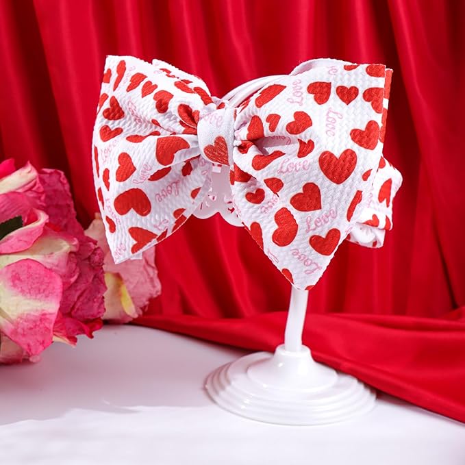 YanJie 7'' Baby Bow Headbands Red Valentines Wide Handmade Heart Pink Headbands and Bows for Newborn Girls Valentine Outfit Baby
