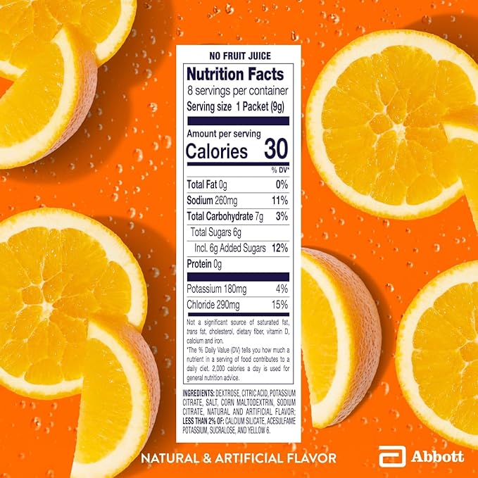 Pedialyte Electrolyte Powder | Hydration Drink for Kids & Adults | Orange, 100 Powder Packets