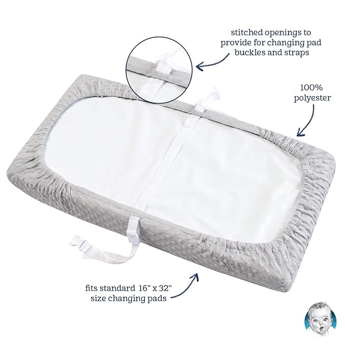 Gerber Baby Boys Girls Neutral Newborn Infant Baby Toddler Nursery Changing Pad Cover, Dotted Blue, 16" x 32
