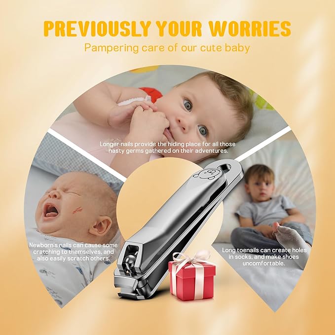 FVION Kids Nail Clippers, Small Jaw Baby Nail Clipper Trimmers for Infants and Toddlers, Precision Children Nail Clippers Nail Grooming Tool for Tiny Fingers and Toes - Silver