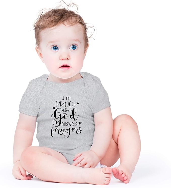 AW Fashions I'm Proof That God Answers Prayers Baby Bodysuit Cute Newborn Boy Funny Rompers Girl Clothes