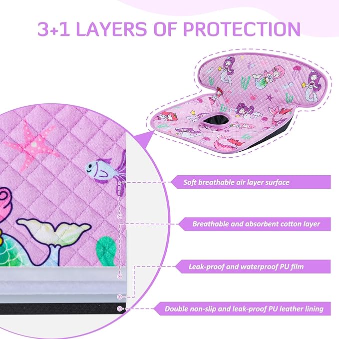INFANZIA Dry Seat,Car Seat Protector Waterproof Carseat Liner Potty Training Toddlers, Baby and Infants, Piddle Pad for Carseats Strollers (Purple, 2 Packs