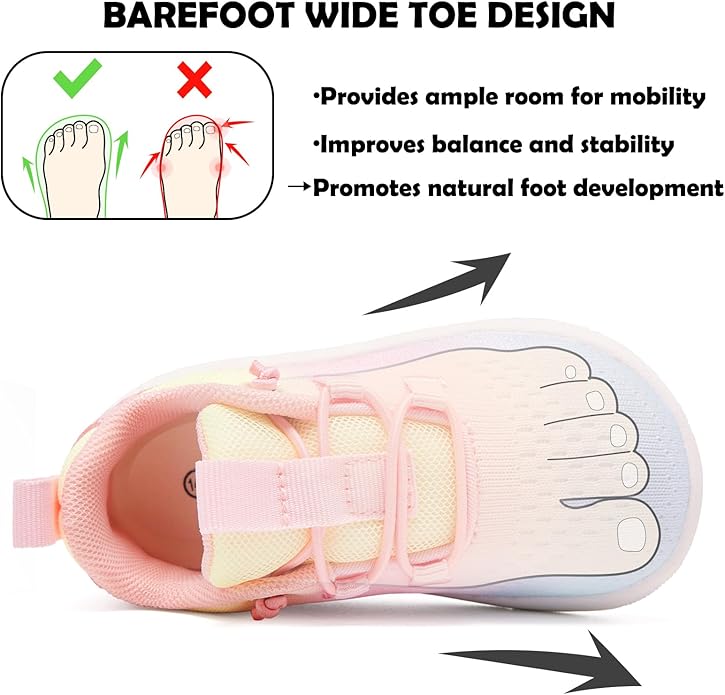 MORENDL Wide Toddler Shoes Baby Walking Shoes Girls Boys Zero Drop Minimalist Sneakers Slip On Tennis Shoe Breathable Naturally Flexible