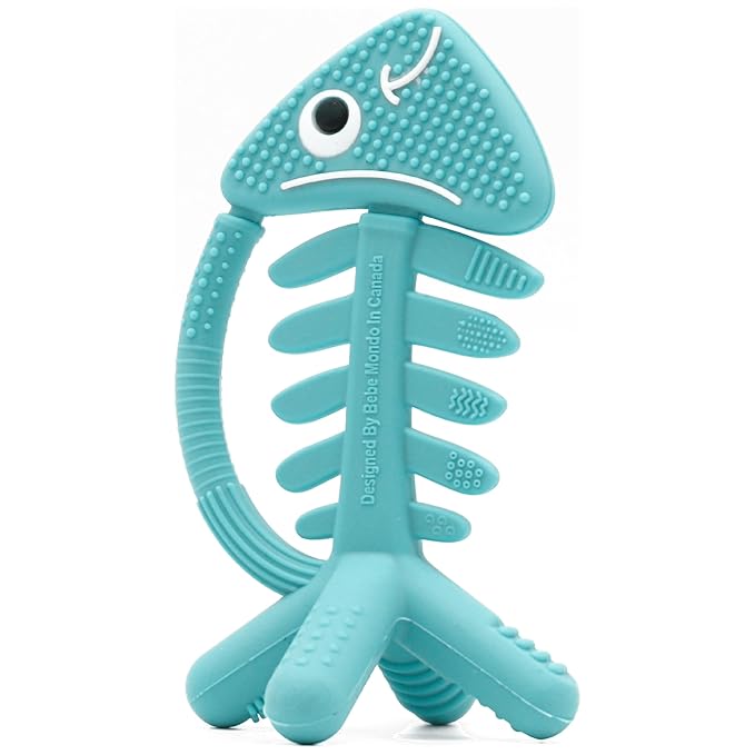 3 in 1 Infant Toys, Baby Teething Toys 3–6 6–12 Months, Teethers for Babies 0–3–6–12 Months for Teething Relief, Baby Gift, Baby Teether Toys, Silicone Sensory Toys, USA Patent Pending, Fish Turquise