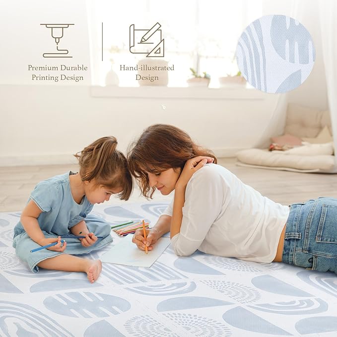 PopsyKosy Premium Baby Floor Play Mat - Thick & Cushioned 0.5 inch Playroom Foam Mat, Non-Toxic Odorless - 6 Tiles - Spacious 6x4 ft. - Stylish & Large, Waterproof for Kids & Toddlers - Foggy Gray