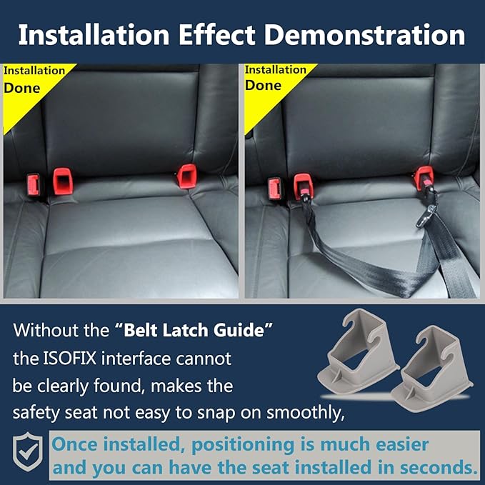 ISOFIX Interface Belt Latch Guide, 2 Pcs Car Seat ISOFIX Interface Buckle Fixed Guide Groove Car Seat Bracket Connector, Grey