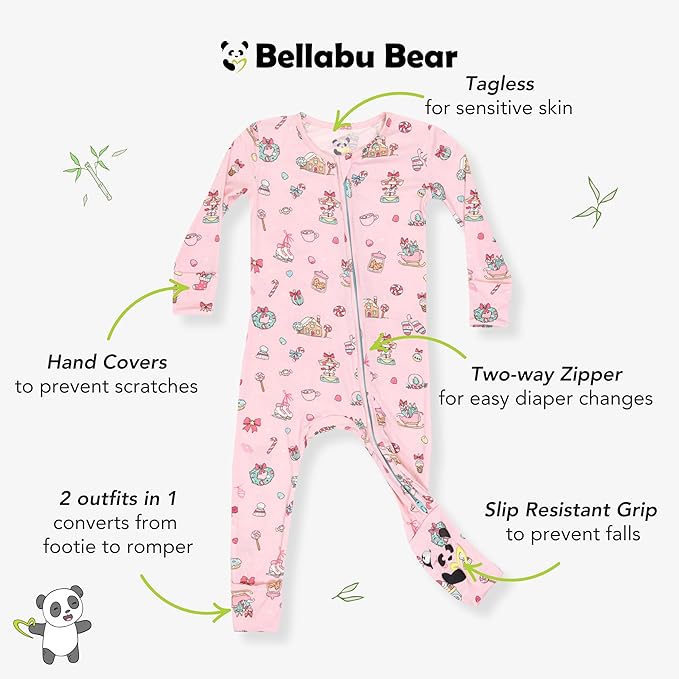 Bellabu Bear Convertible Footies for Baby Boys & Baby Girls, Family Matching Pajamas, Rayon from Bamboo