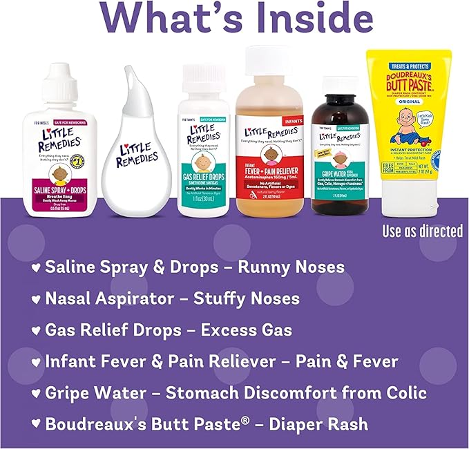 Little Remedies New Baby Essentials Kit, 6 Piece Kit for Baby's Nose and Tummy (Pack of 2)