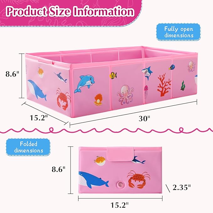 Portable Foldable Baby Bathtub with Drain Plug, 30" L x 15.2" W x 8.6" H Kids Travel Tub, Converts Shower to Tub, No Assembly Folds Flat for Storage, for Infant Toddler 6M-5 Years, Pink