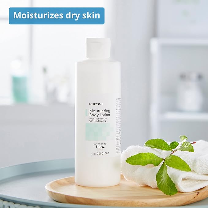 McKesson Moisturizing Body, Hand and Body Moisturizer, Baby Fresh Scent with Mineral Oil, 8 oz, 1 Count