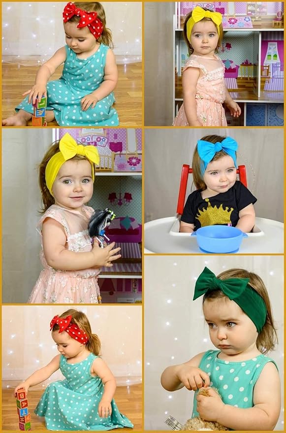Baby Girl Headbands-Infant,Toddler Cotton Handmade Hairbands with Bows Child Hair Accessories