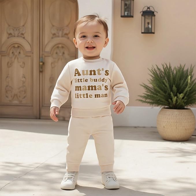 Infant Baby Boy Fall Clothes Set Funny Letter Sweatshirt Pant Outfit Toddler Winter Clothes 6 12 18 Months 2T 3T
