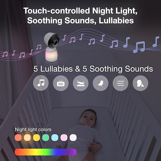 VTech 2-Cameras Smart WiFi Baby Monitor, 2K CMOS Sensor Camera, 5.5-inch HD IPS Screen, Split-Screen, Clear Infrared Night Vision, Pan-Tilt, 24x Zoom, 2-Way Talk, Free App: Smart HD Plus Twin