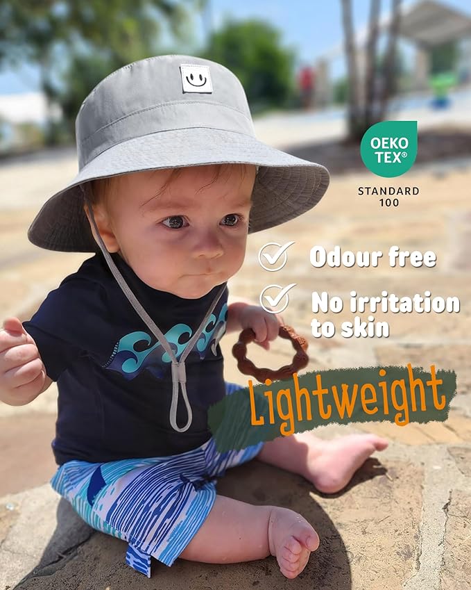 FURTALK Baby Sun Hat Smile Face Toddler Boys Girls Bucket Hat 0-5 Years Kids UPF 50+ Sun Protection Summer Hats
