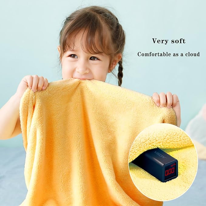 Toddler Bath Towel Baby Towels with Hood 27.5"X55" Ultra Absorbent Soft Bathrobe Blanket Kids Shower Towel for Girls and Boys(Sunset Yellow)