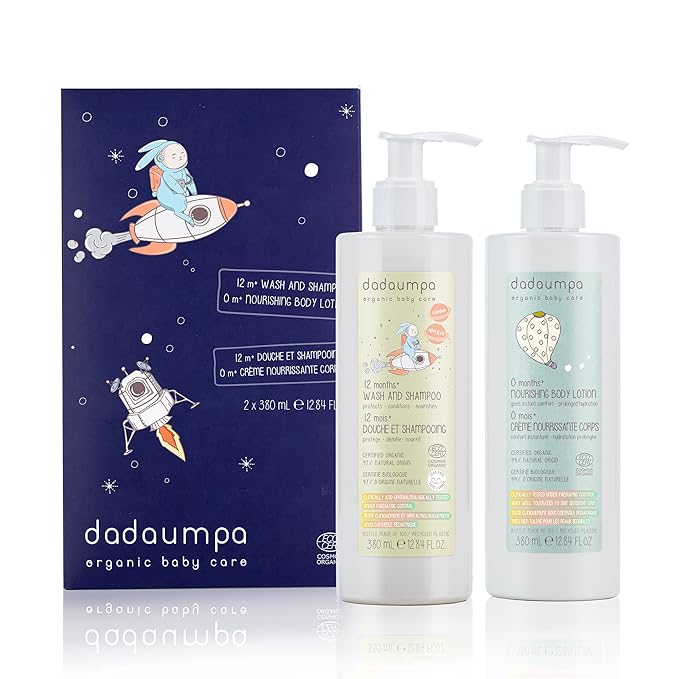 Organic Baby Bath & Care Kit 12months+ - Great Baby Gift Idea - Made in Italy with 100% Recycled Packaging (Contains Wash and Shampoo, Nourishing Body Lotion)