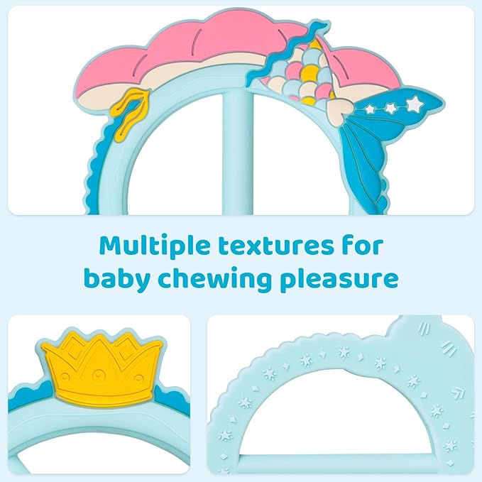 Valentines Teether for Babies - SHARE&CARE Valentines Day Gifts Silicone Teething Toy, Women Gift for Mom, Wife,Her, Holiday Baby Chew Toy for 3 Months+, BPA-Free,Baby Shower (Mermaid)