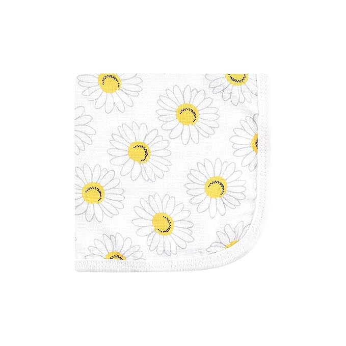 Hudson Baby Unisex Baby Cotton Muslin Washcloths, Poppy Daisy, One Size
