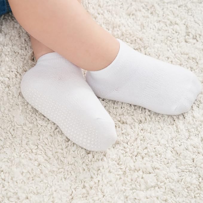 ZAPLES Baby Non Slip Grip Ankle Socks with Anti Skid Grippers Boys Girls Low Cut for Infants Toddlers Kids